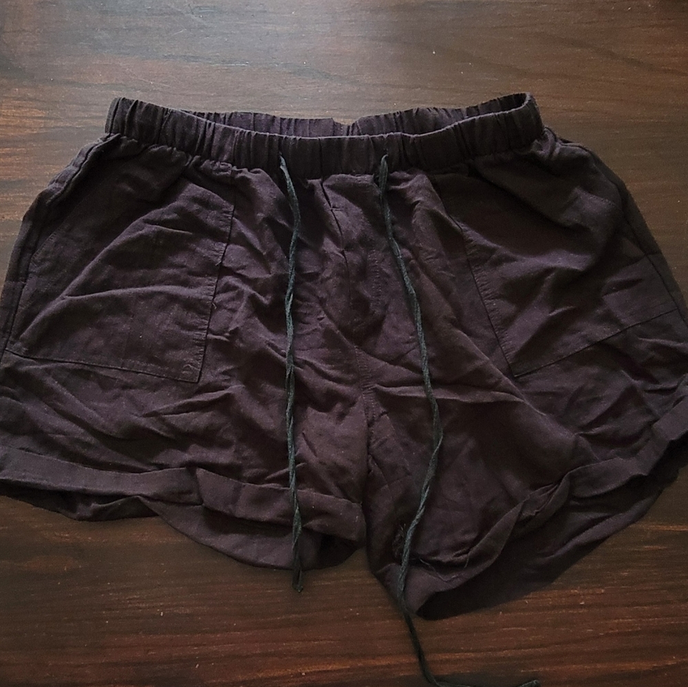 Black linen shorts